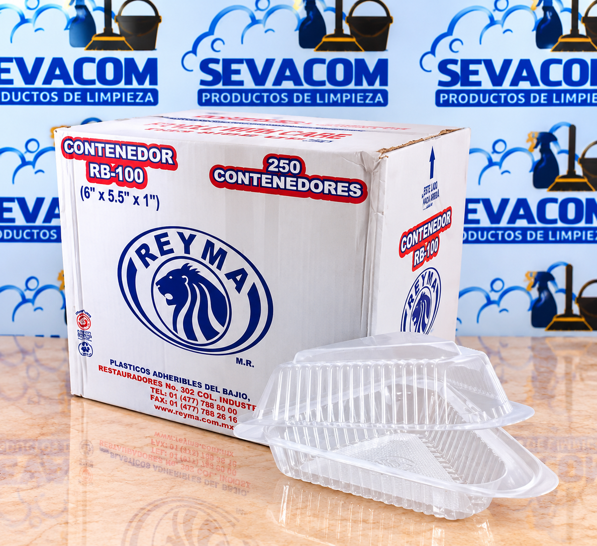 CONTENEDOR RB100 REYMA TRANSPARENTE 250 PZ
