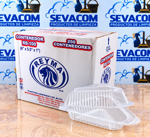 CONTENEDOR RB100 REYMA TRANSPARENTE 250 PZ