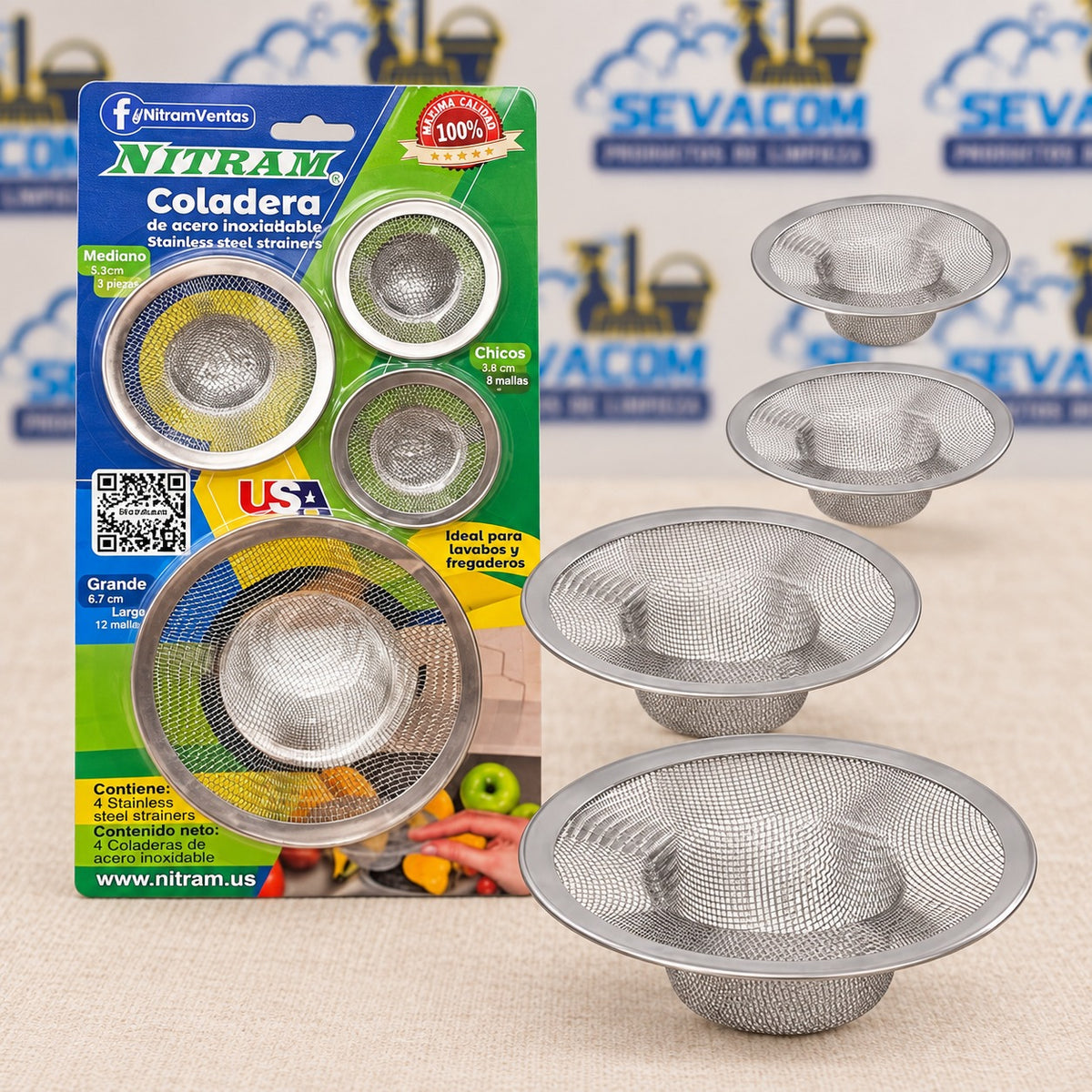 COLADERA DE ACERO 4PZ NITRAM