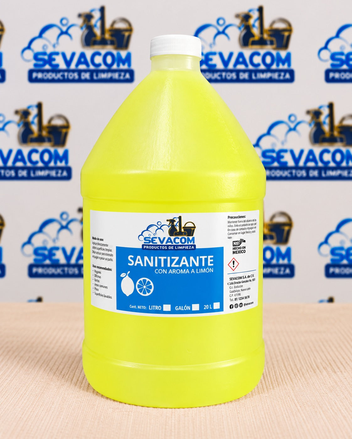GALON DESINFECTANTE Y SANITIZANTE AMARILLO SEVACOM