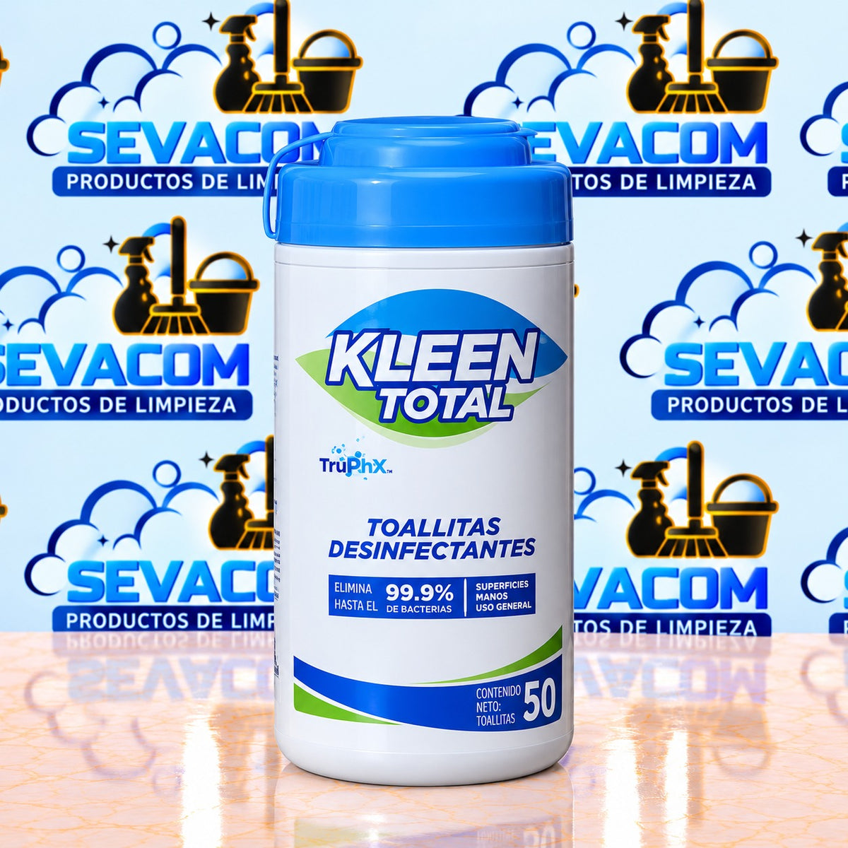 BOTE TOALLAS DESINFECTANTES KLEEN TOTAL C/50 PZ